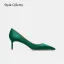 Modest / Simple Green Office OL Satin Pumps 2024 10 cm Stiletto Heels Pointed Toe Pumps High Heels