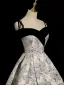 Elegant Black Printing Prom Dresses 2023 A-Line / Princess Spaghetti Straps Sleeveless Backless Floor-Length / Long Prom Formal Dresses