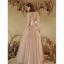 Charmant Rougissant Rose Perlage Robe De Soirée 2023 Princesse Bustier Noeud Sans Manches Dos Nu Longue Soirée Robe De Ceremonie