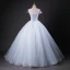 Chic / Beautiful Sky Blue Beading Sequins Appliques Prom Dresses 2023 Ball Gown Off-The-Shoulder Sleeveless Backless Floor-Length / Long Formal Dresses