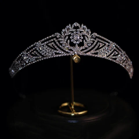 Vintage Schlicht Silber Strass Haarschmuck Braut Hochzeit Diadem 2022 Zirkon Legierung