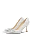 Charmant Blanche Faux Diamant Chaussure De Mariée 2024 Cuir 8 cm Talons Aiguilles À Bout Pointu Mariage Escarpins Talons Hauts