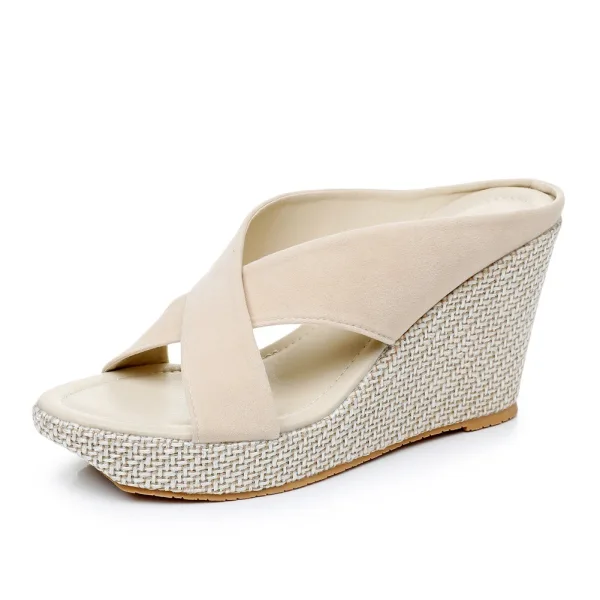 Fashion Black Beach Street Wear Pierced Womens Sandals 2024 9 cm Wedges Open / Peep Toe Sandals High Heels