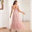 Chic / Beautiful Blushing Pink Prom Dresses 2024 A-Line / Princess V-Neck Sleeveless Backless Floor-Length / Long Prom Formal Dresses