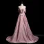 Vintage / Originale Rougissant Rose Noeud Robe De Bal 2026 Princesse Bustier Sans Manches Dos Nu Train De Balayage Promo Robe De Ceremonie