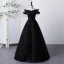 Elegant Black Sequins Prom Dresses Ball Gown 2023 Off-The-Shoulder Short Sleeve Backless Floor-Length / Long Formal Dresses