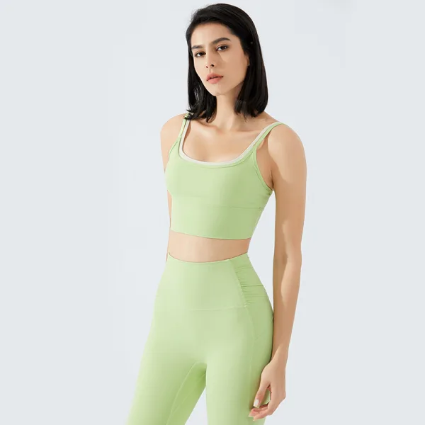 2 Pièces Bleu Marine Nylon Serré Leggings 2021 Moulante Camisole Débardeurs Ensemble de Yoga & Sport