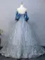 Chic / Belle Bleu Ciel Perlage Paillettes Robe De Bal 2025 Robe Boule Volants De l'épaule Manches Courtes Dos Nu Longue Promo Robe De Ceremonie