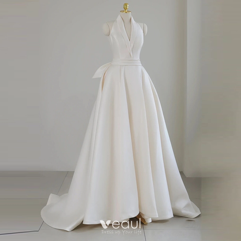A-Line/Princess Halter Sleeveless Ruched Short/Mini Backless Cocktail Dresses with 3D Flowers & Ruffles