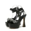 Sexy Argenté Soirée Sandales Femme 2022 Bride Cheville Faux Diamant Noeud 14 cm Talons Aiguilles Peep Toes / Bout Ouvert Sandales Talons Hauts