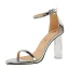 Sexy Silver Evening Party Womens Sandals 2022 Ankle Strap 9 cm Stiletto Heels Open / Peep Toe Sandals High Heels