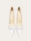 Chic / Beautiful White Beading Rhinestone Flower Wedding Shoes 2024 Leather 10 cm Stiletto Heels Pointed Toe Wedding Pumps High Heels
