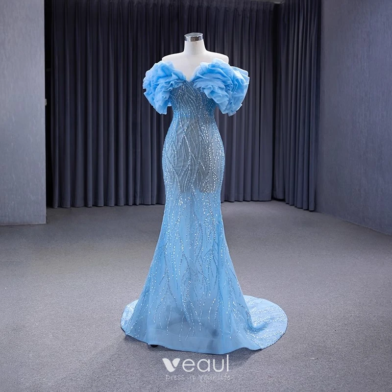 maxi dress formal wedding guest A Line Short Blue Lace Prom Dresses, Short Blue Lace Formal Graduation –  morievent