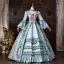 Vintage / Originale Médiévale Bleu Ciel Perle Noeud Faux Diamant Robe De Bal 2026 Robe Boule Encolure Dégagée Manches de cloche Longue Robe De Ceremonie