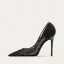 Charmant Schwarz Pailletten Spitze Blumen Abend Pumps 2025 10 cm Stilettos Spitzschuh Pumps Hochhackige