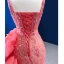 Haut de Gamme Chic / Belle Rose Bonbon Perlage Faux Diamant Paillettes Volants Robe De Soirée 2023 Trompette / Sirène Encolure Carrée Sans Manches Dos Nu Tribunal Train Soirée