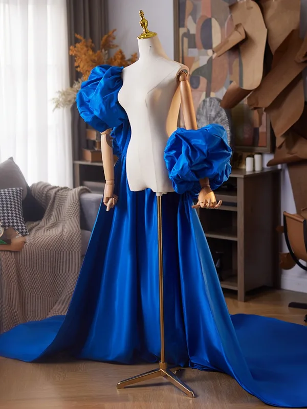 Vintage / Originale Bleu Roi Fait main Gonflée Manches Courtes Promo Châles Vestes & Enveloppements 2025