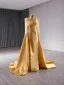 High-end Vintage / Retro Gold Sequins Trumpet / Mermaid Prom Dresses 2024 High Neck Long Sleeve Backless Sweep Train Prom Formal Dresses