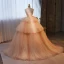 Charmant Rosa Fallende Rüsche Ballkleider 2023 Ballkleid Bandeau Ärmellos Rückenfreies Sweep / Pinsel Zug Ball Festliche Kleider