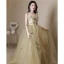 Chic / Beautiful Sage Green Appliques Prom Dresses 2023 A-Line / Princess Strapless Sleeveless Backless Floor-Length / Long Formal Dresses