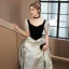 Elegant Black Glitter Prom Dresses 2023 A-Line / Princess Square Neckline Short Sleeve Backless Floor-Length / Long Prom Formal Dresses