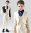 Fashion Yellow Printing 5-piece Long Sleeve Boys Wedding Suits 2024 Coat Pants Shirt Tie Vest