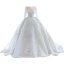 Luxury / Gorgeous White Handmade  Beading Sequins Wedding Dresses 2023 Ball Gown High Neck Long Sleeve Court Train Wedding