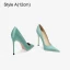 Modest  Mint Green Evening Party Satin Pumps 2023 Leather 12 cm Stiletto Heels Pointed Toe High Heels Pumps