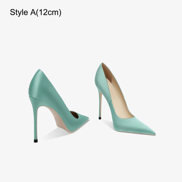 Chic / Beautiful Mint Green Evening Party Satin Pumps 2023 12 cm Stiletto Heels Pointed Toe Pumps High Heels