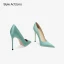 Chic / Beautiful Mint Green Evening Party Satin Pumps 2023 12 cm Stiletto Heels Pointed Toe Pumps High Heels