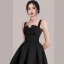 Modest / Simple Black Short Homecoming Graduation Dresses 2024 A-Line / Princess Square Neckline Sleeveless Backless Formal Dresses