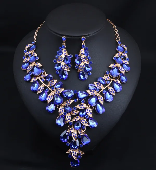 Exaggerated Fuchsia Prom Necklaces 2023 Quinceañera Metal Earrings Necklace Accessories