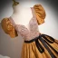 Elegant Gold Beading Sequins Prom Dresses 2024 Ball Gown Square Neckline Puffy Short Sleeve Backless Bow Sash Floor-Length / Long Prom Formal Dresses