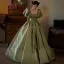 Elegant Sage Green Satin Prom Dresses 2025 Ball Gown Square Neckline Puffy Short Sleeve Backless Floor-Length / Long Prom Formal Dresses