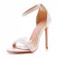 Sexy White Lace Flower Wedding Shoes 2025 Ankle Strap 11 cm Stiletto Heels Open / Peep Toe Wedding Sandals High Heels