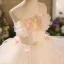 Lovely White Cascading Ruffles Appliques Birthday Flower Girl Dresses 2025 Ball Gown Scoop Neck Sleeveless Backless Floor-Length / Long