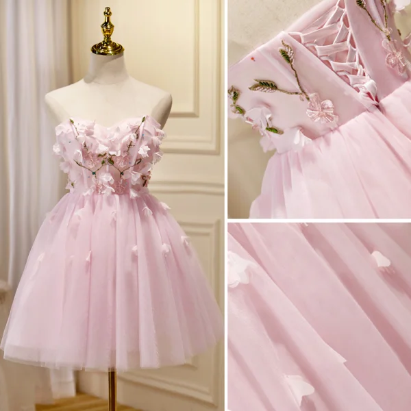 Sexy Blushing Pink Short Appliques Birthday Evening Party Party Dresses 2023 Sleeveless