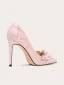 Charmant Perle Pailletten Leder Pink Brautschuhe 2024 10 cm Stilettos Spitzschuh Hochzeit Pumps Hochhackige