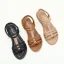 Romain Été Beige Vêtement de rue Plage Plate Sandales Femme 2022 T-Strap Peep Toes / Bout Ouvert Sandales