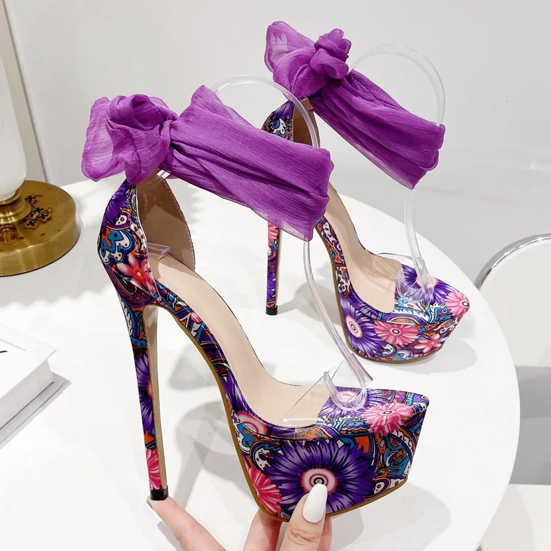 Escarpins à talons carrés violets pour femmes – talons hauts rétro des