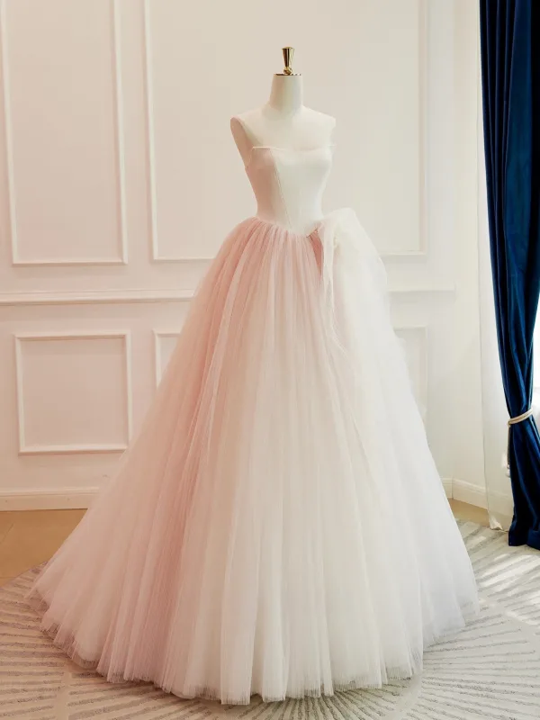 High End Schön Rosa Brautkleider / Hochzeitskleider 2026 Ballkleid Bandeau Ärmellos Rückenfreies Lange