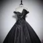 Élégant Noire Satin Robe De Bal 2023 Robe Boule De l'épaule Noeud Sans Manches Dos Nu Longue Promo Robe De Ceremonie
