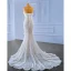 Luxury / Gorgeous White Beading Pearl Wedding Dresses 2022 Trumpet / Mermaid Scoop Neck Sleeveless Backless Court Train Wedding