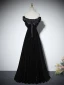 Elegante Schwarz Glanz Ballkleider 2024 A Linie Off Shoulder Ärmellos Rückenfreies Lange Ball Festliche Kleider