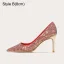 Sexy Multifarben Pailletten Leder Rot Brautschuhe 2023 10 cm Stilettos Spitzschuh Hochzeit Pumps Hochhackige