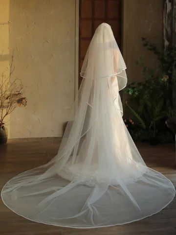 Modest Simple White Tulle Wedding Veils 2025 3 M