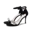 Sexy Noire Soirée Daim Sandales Femme 2022 Bride Cheville Faux Diamant 8 cm Talons Aiguilles Peep Toes / Bout Ouvert Sandales Talons Hauts