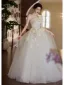 Charmant Ivory / Creme Applikationen Schleife Stoffgürtel Leichtes Brautkleider / Hochzeitskleider 2025 Ballkleid Bandeau Ärmellos Rückenfreies Lange