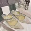 Charmant Silber Abend Strass Pailletten Sandalen Damen 2023 7 cm Stilettos Spitzschuh Sandaletten Hochhackige