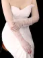 Elegant White Embroidered Letter Graphic Wedding Bridal Gloves 2025 Tulle